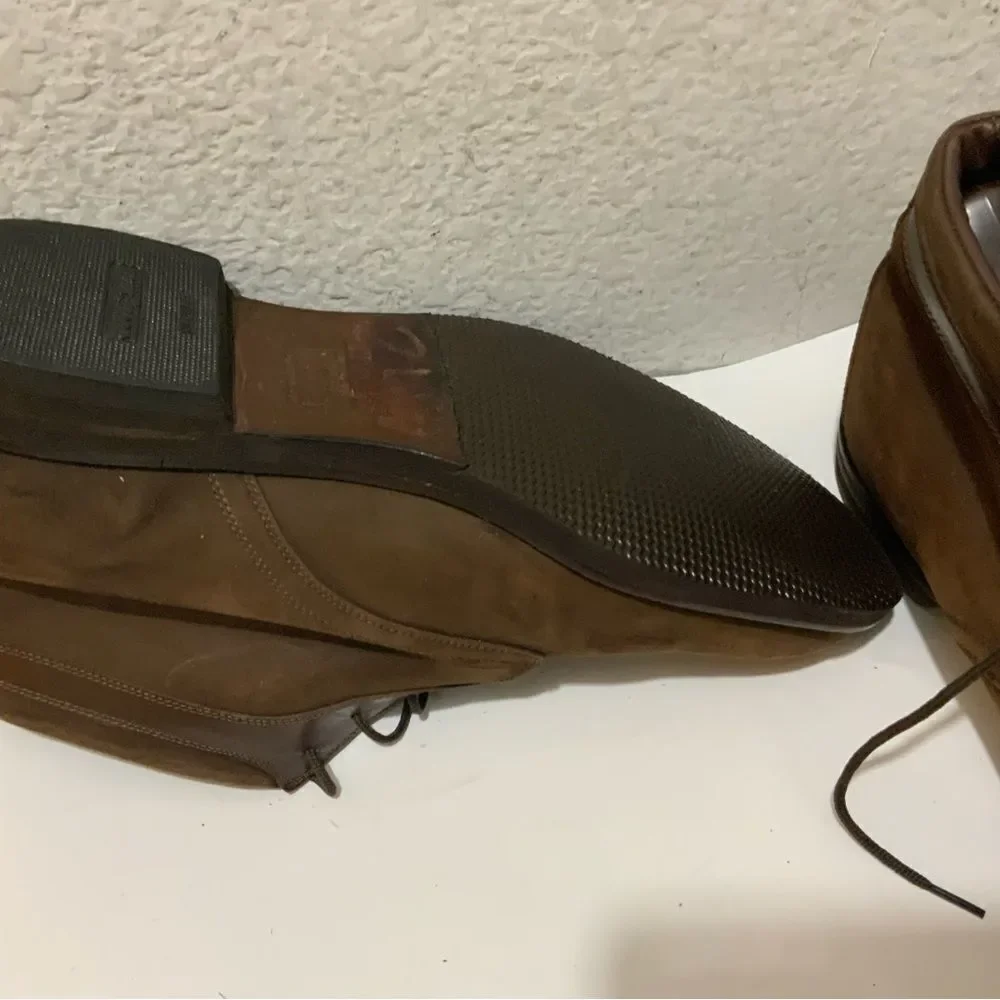 JOHNSTON & MURPHY Chukka Casual Ankle Boots Brown Nubuck Leather Shoes Lace Up